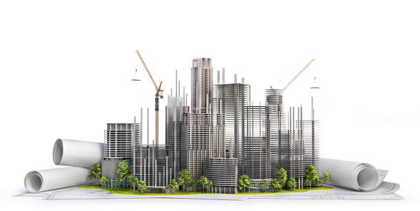 istock Skyscrapers on the blueprint. Construction concept. 3d illustration 1225034697