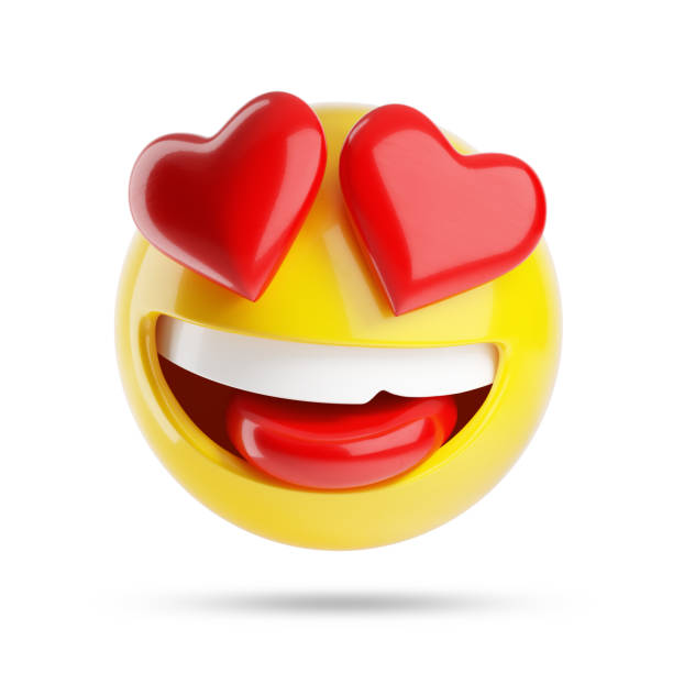 Falling in love emoji isolated on white background. 3d illustration Falling in love emoji isolated on white background. 3d illustration anthropomorphic smiley face photos stock pictures, royalty-free photos & images