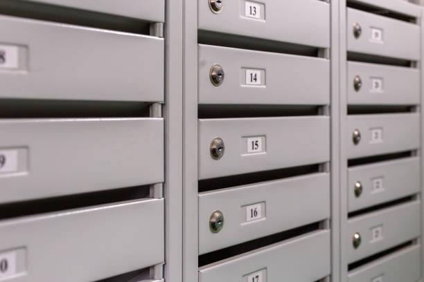 istock mailboxes on the landing of russian condominium - close-up view with selective focus and linear perspective 1225035327