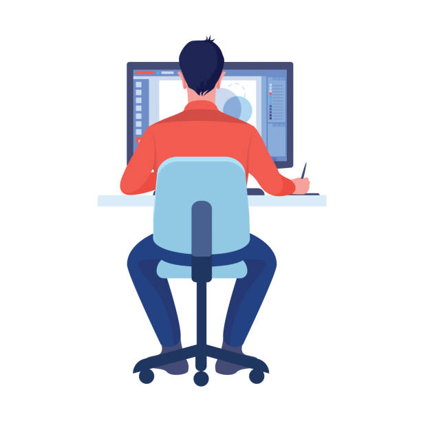 Computer At Work Graphics 2,500+ Artist Working Computer Illustrations, Royalty-Free Vector ...