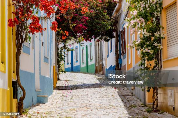 On The Narrow Alleys Of Ferragudo Algarve Portugal Stock Photo - Download Image Now