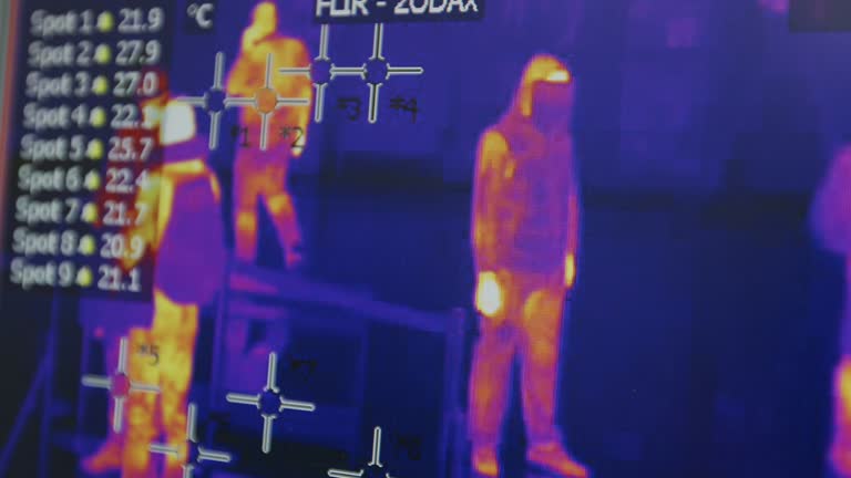 Screening infected passengers by thermographic, camera in airports. Coronavirus 2020-nCoV. Thermal Imaging Disease Control