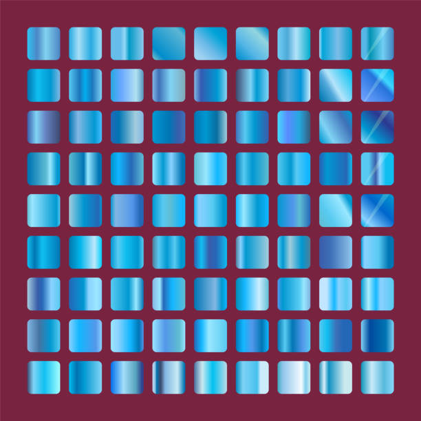 istock Blue squares glass collection. Background glassworks texture vector icon. Set of blue gradients. Elegant blue metallic gradient illustration 1225045269