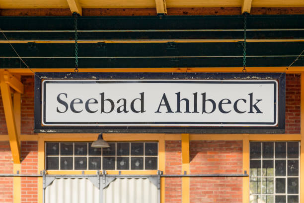 istock signage Ahlbeck at the train station 1225046162