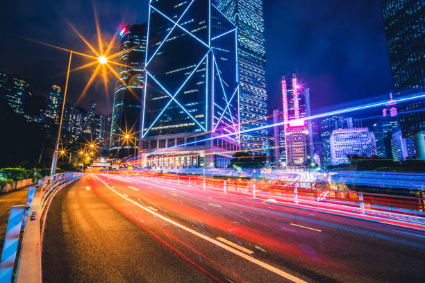 istock City Traffic Light Trail, Hong Kong 1225046434