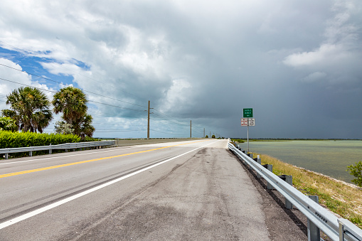 empty seven mile bridge in the keys near key west, Florida