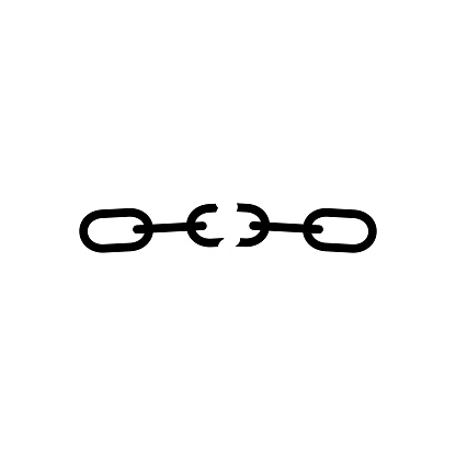 Broken chain icon vector illustration isolated on white.