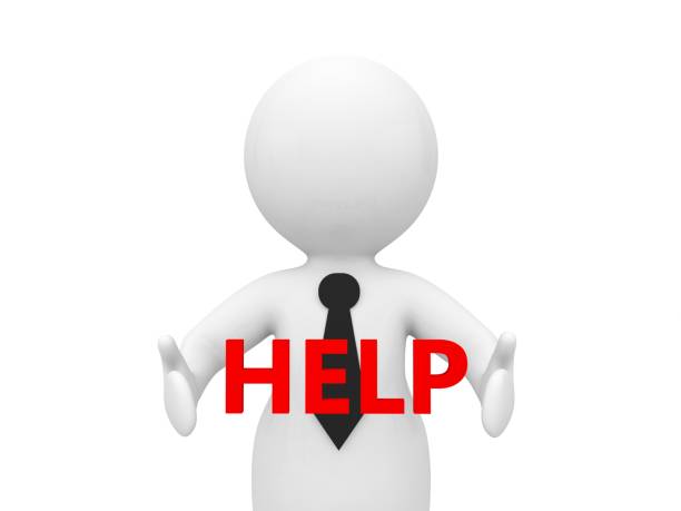 istock Businessman with the word - help in hands on a white background. 1225058172