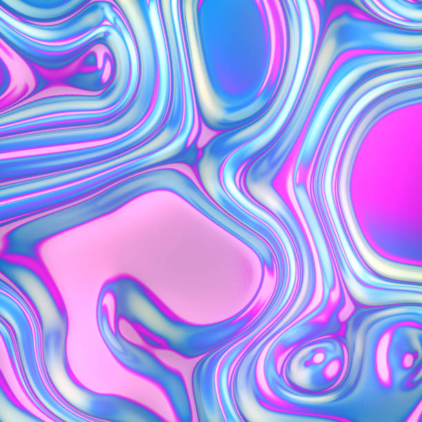 istock Holographic ripples iridescent background. 3d rendering digital illustration 1225058341