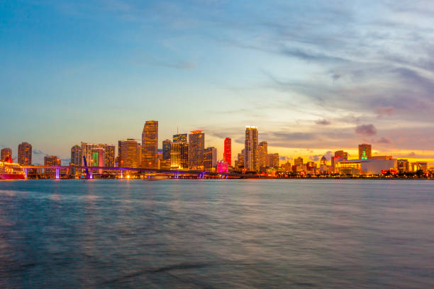 istock Miami city skyline panorama at dusk 1225058558