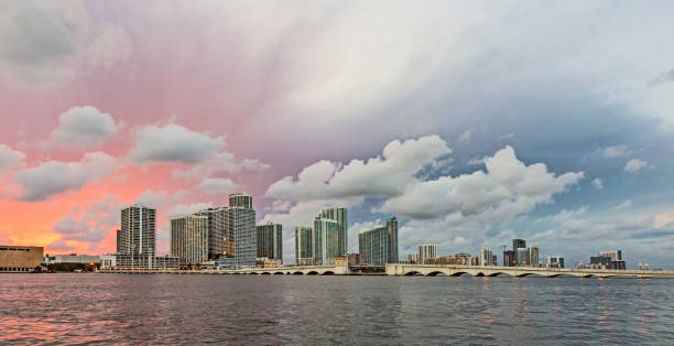 istock Miami city skyline panorama at dusk 1225058668