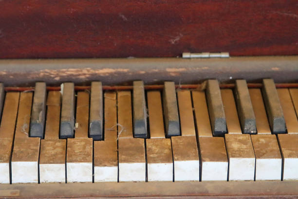 istock Dusty, dirty, filthy piano keyboard close up 1225058676