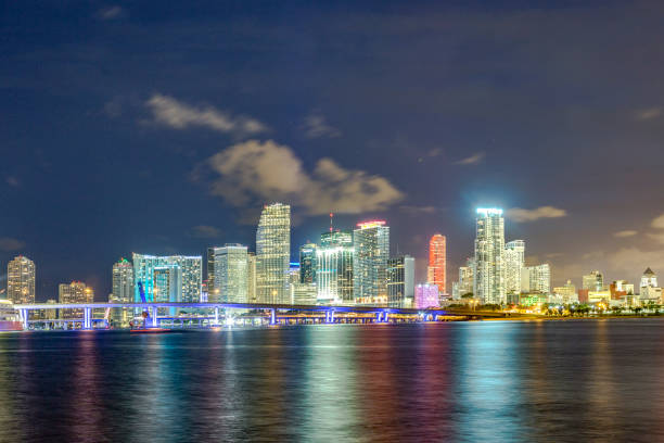 istock Miami city skyline panorama at dusk 1225058748