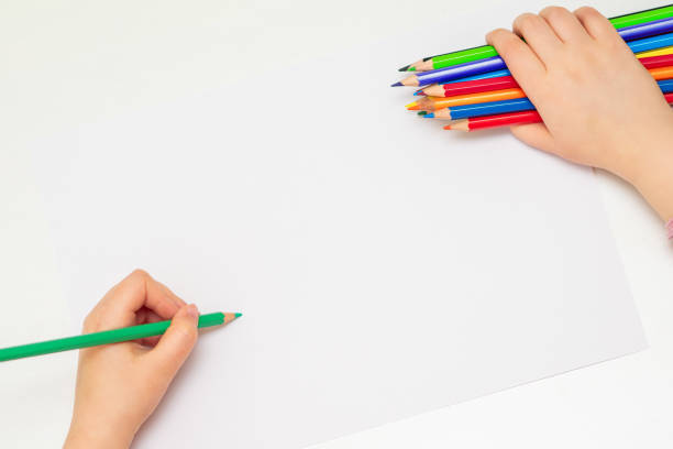 istock Child is drawing by colored pencils. 1225063147