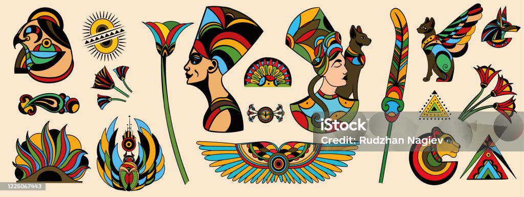 Large Collection Of Ancient Tattoo Designs Stock Illustration - Download  Image Now - Ancient Egyptian Culture, Knick Knack, Ancient - iStock