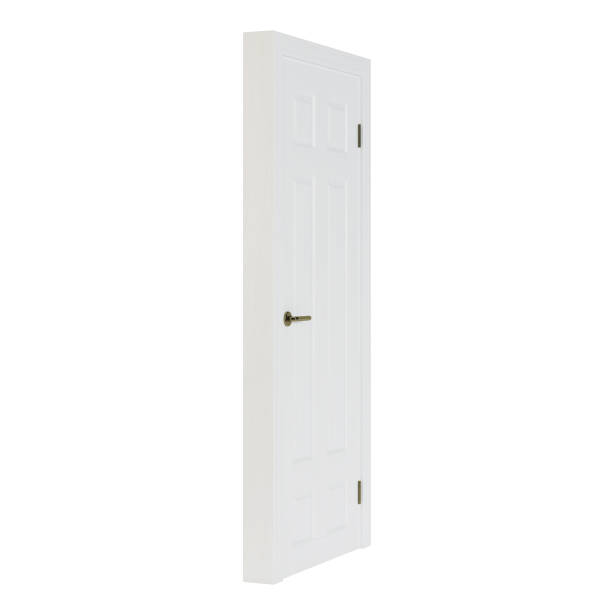 istock Wooden door isolated on white background. 3D rendering. 1225069088