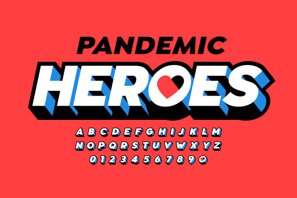 stockillustraties, clipart, cartoons en iconen met pandemische helden belettering - helden