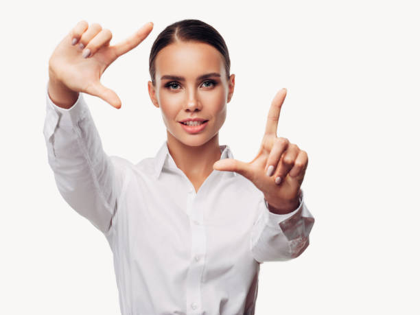 istock Happy business woman on white background 1225069404