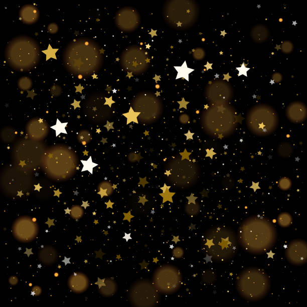 istock Gold bokeh, shiny glittering golden and silver stars confetti 1225075352