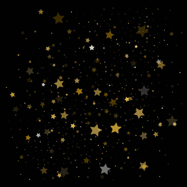 vektorhintergrund mit goldenen sternen - star trail galaxy pattern star stock-grafiken, -clipart, -cartoons und -symbole
