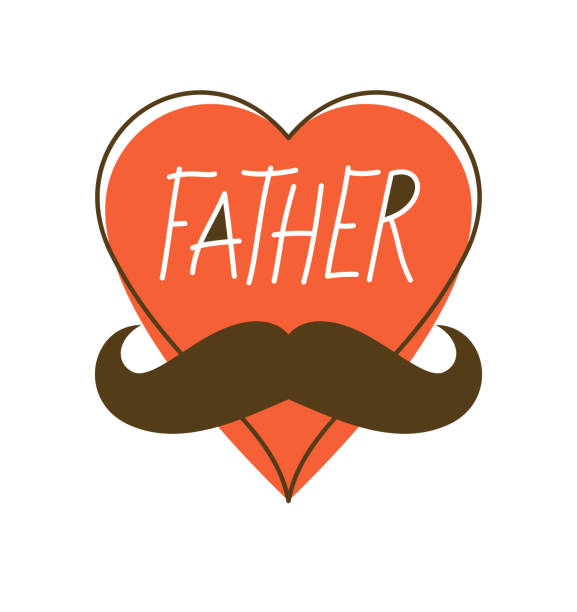 istock Heart with mustaches father funny symbol vector icon, father day concept greeting card trendy minimal style, I love you Dad. 1225082007