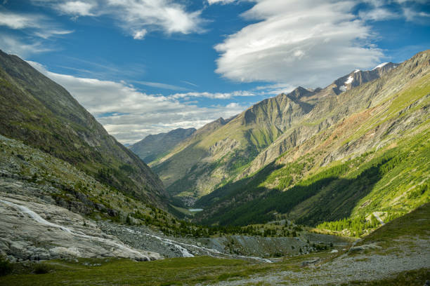 istock View on Saas valley surrounded by beautiful mountains as seen from Mattmark lake 1225087685