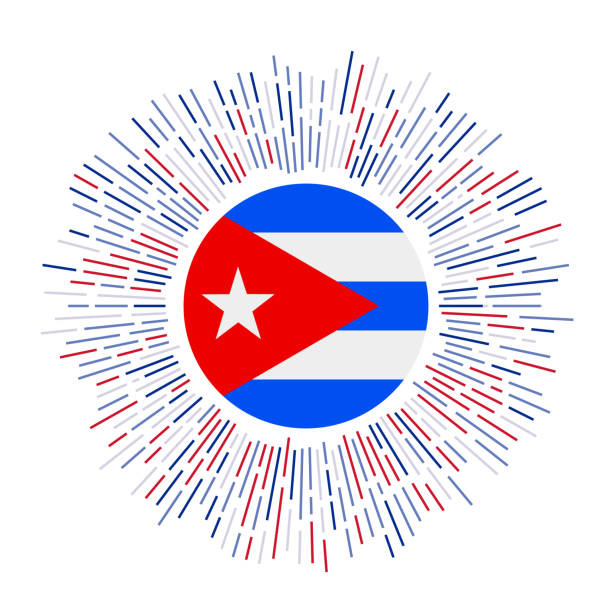 Cuba sign. Cuba sign. Country flag with colorful rays. Radiant sunburst with Cuba flag. Vector illustration. cuba illustrations stock illustrations