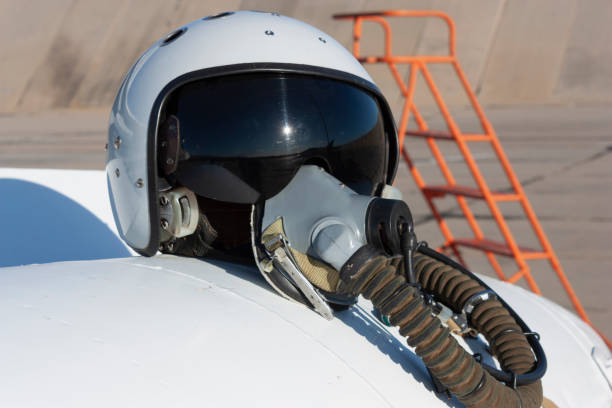 istock Helmet and oxygen mask of a military pilot 1225095226