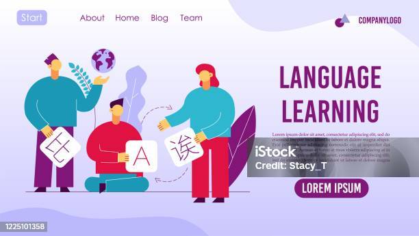 Language Learning Services Language Learning Online Service Landing Page Stock Illustration ...
