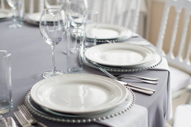 istock a table with a tablecloth, a beautiful serving of white dishes, a beautiful plate, dinner in a restaurant 1225102777