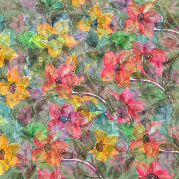 istock Colorful flowers pattern digital Illustration  Background floral in watercolor. 1225103466