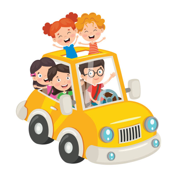 персонажи мультфильмов, путешествующие с транспортным средством - accident taxi driving tourist stock illustrations