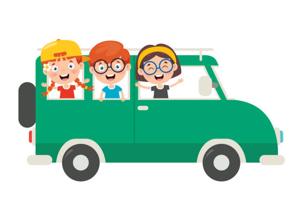 ilustrações, clipart, desenhos animados e ícones de personagens de desenhos animados viajando com veículo - accident taxi driving tourist