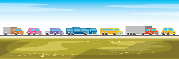 набор различных мультфильмов транспортных средств - accident taxi driving tourist stock illustrations