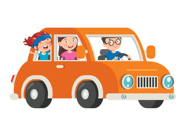 ilustrações, clipart, desenhos animados e ícones de personagens de desenhos animados viajando com veículo - accident taxi driving tourist