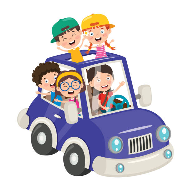 персонажи мультфильмов, путешествующие с транспортным средством - accident taxi driving tourist stock illustrations