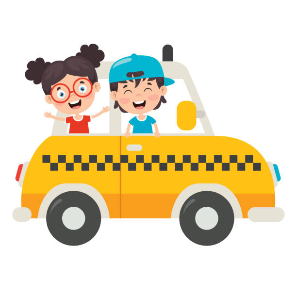 postacie z kreskówek podróżujące z pojazdem - accident taxi driving tourist stock illustrations