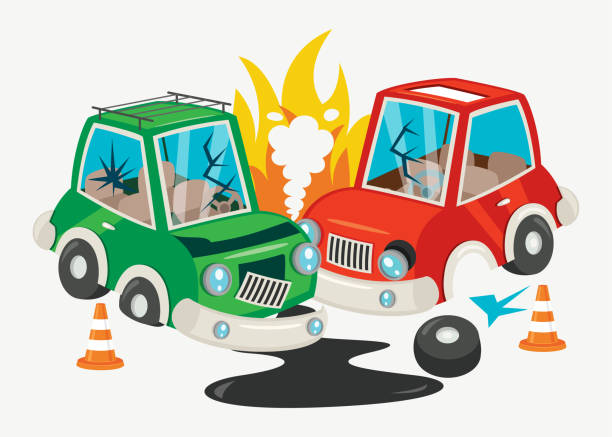 место аварии с автокатастрофой - accident taxi driving tourist stock illustrations