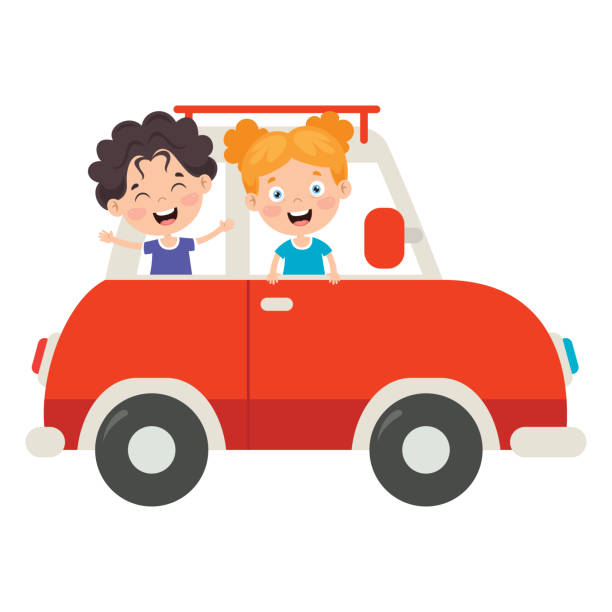 персонажи мультфильмов, путешествующие с транспортным средством - accident taxi driving tourist stock illustrations