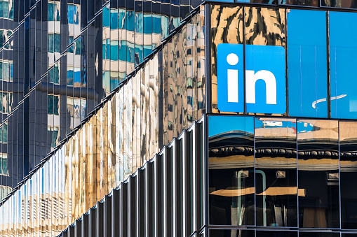 Nov 17, 2019 San Francisco / CA / USA - LinkedIn headquarters in SoMa district; LinkedIn is an American business and employment-oriented service owned by Microsoft
