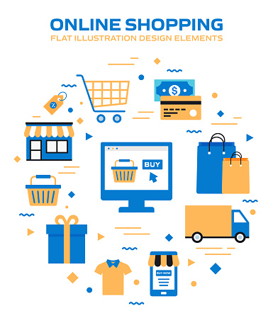 E-Commerce, Online Shopping, Digital Marketing Related Modern Vector Illustration
