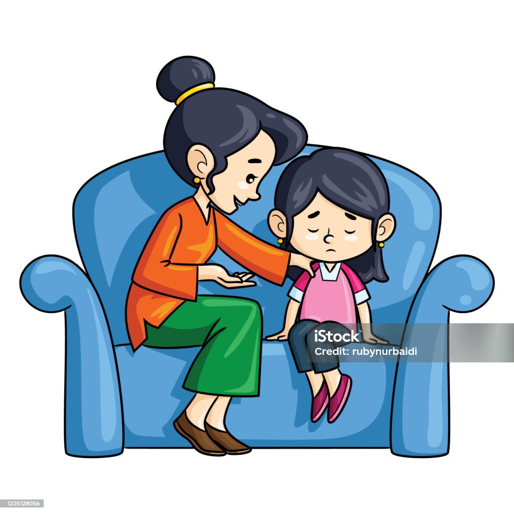 Cartoon Mother Advises Her Daughter Stock Illustration - Download Image Now  - Adult, Advice, Cartoon - iStock