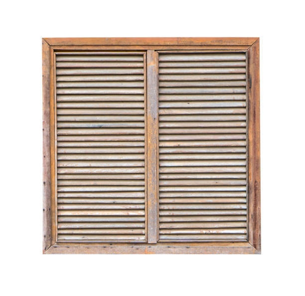 istock Thai wooden window wall isolated 1225128817
