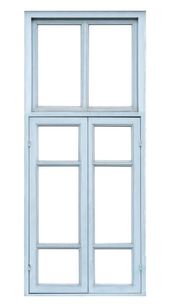 istock Old blue palace window isolated on white 1225129768