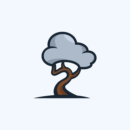 Vector Illustration Tree Cloud Cute Cartoon Stock Illustration
