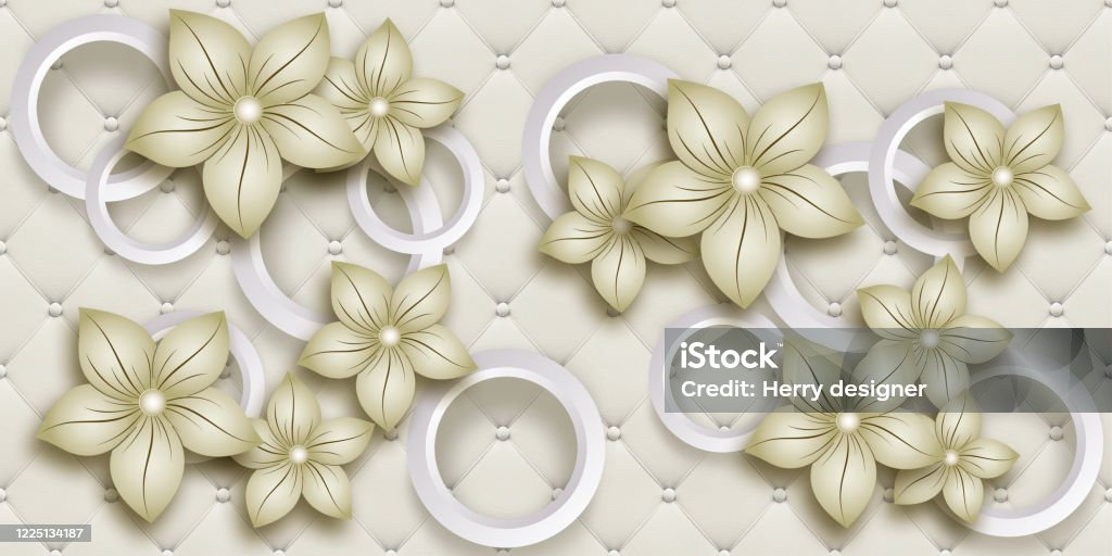 3d Wallpaper Background Beautiful Flowers And Circles Mural Illustration 3d  Wall Art For Home Decor Stock Photo - Download Image Now - iStock