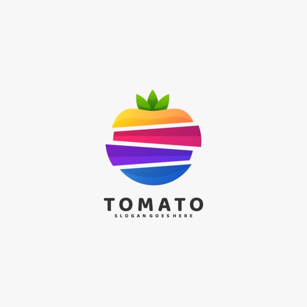 ilustraciones, imágenes clip art, dibujos animados e iconos de stock de ilustración vectorial degradado de tomate estilo colorido. - healthy eating symbol dieting computer icon