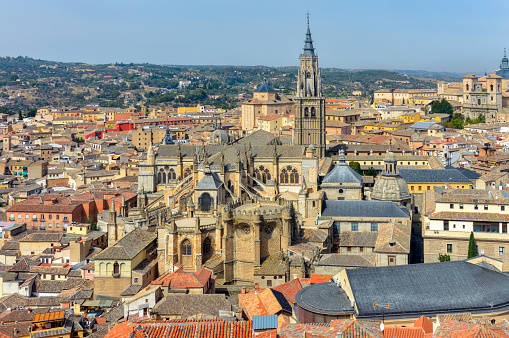 Panoramic view of the city on the sunny day. Toledo. Spain.
