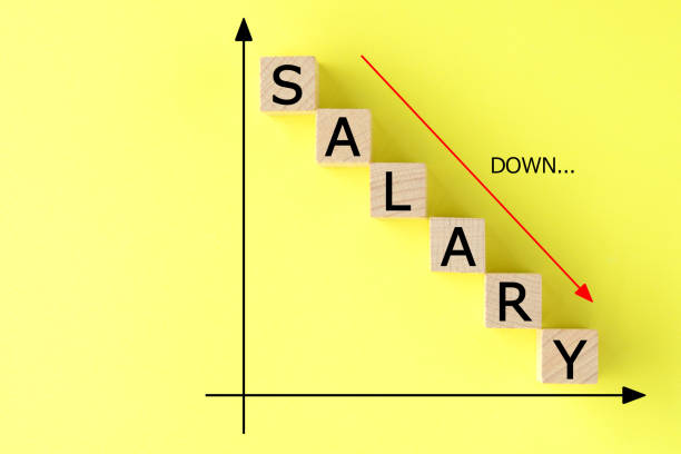 istock Descending Income images on yellow background 1225139067