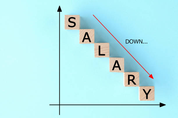 istock Descending Income images on light blue background 1225139088